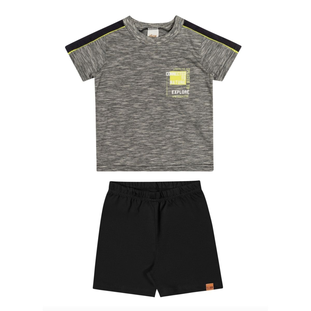 Conjunto Infantil Camiseta e Bermuda Moletinho Eli... - Fátima Modas