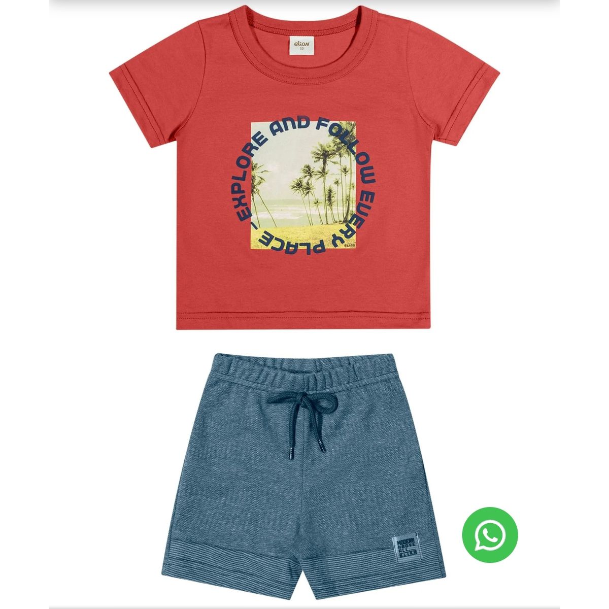 Conjunto Menino Estampado Elian Terracota - Fátima Modas