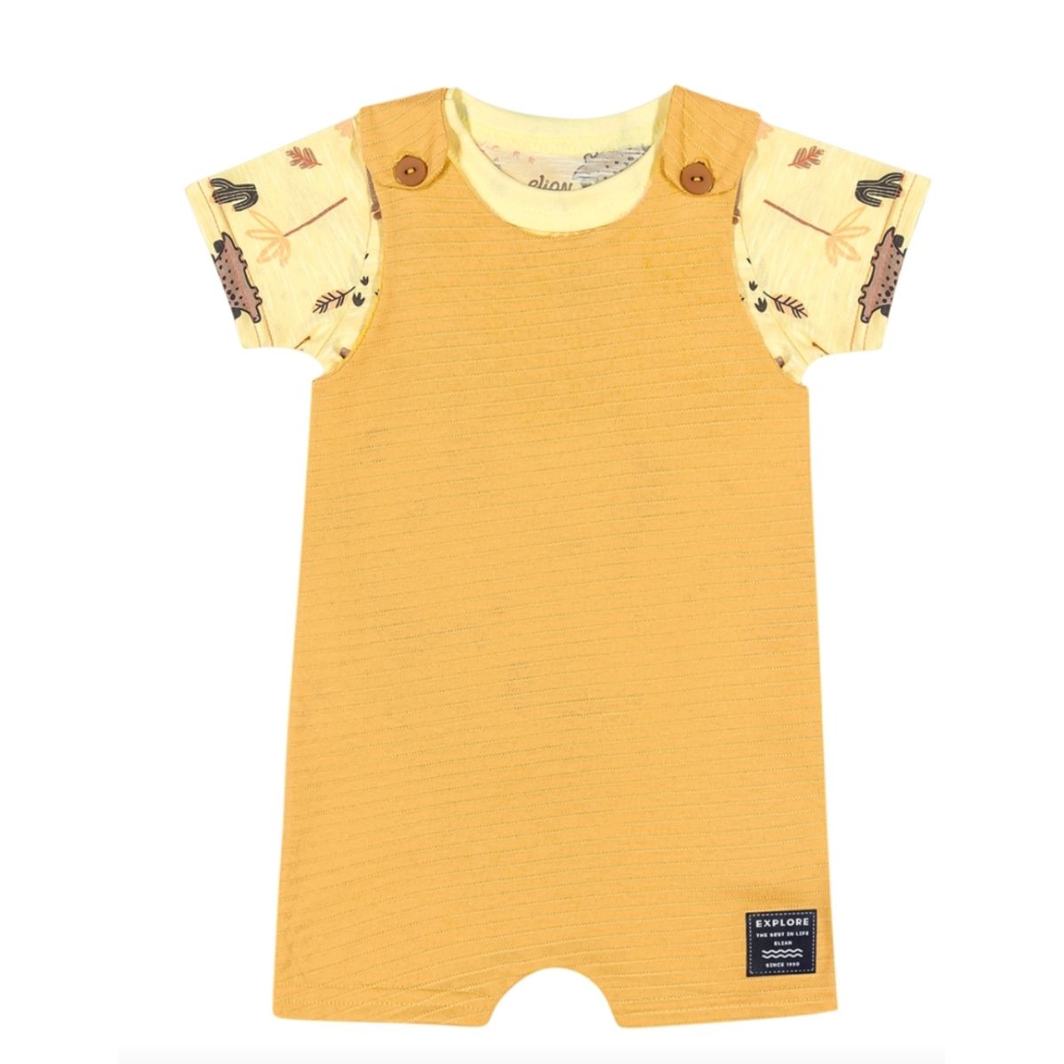 Jardineira Masculina Infantil Amarela Estampado - Fátima Modas