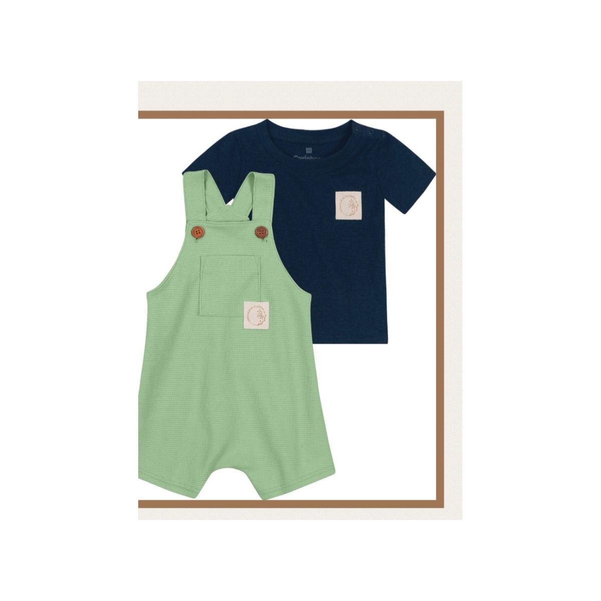 Conjunto Infantil Masculino Jardineira Verde e Cam... - Fátima Modas