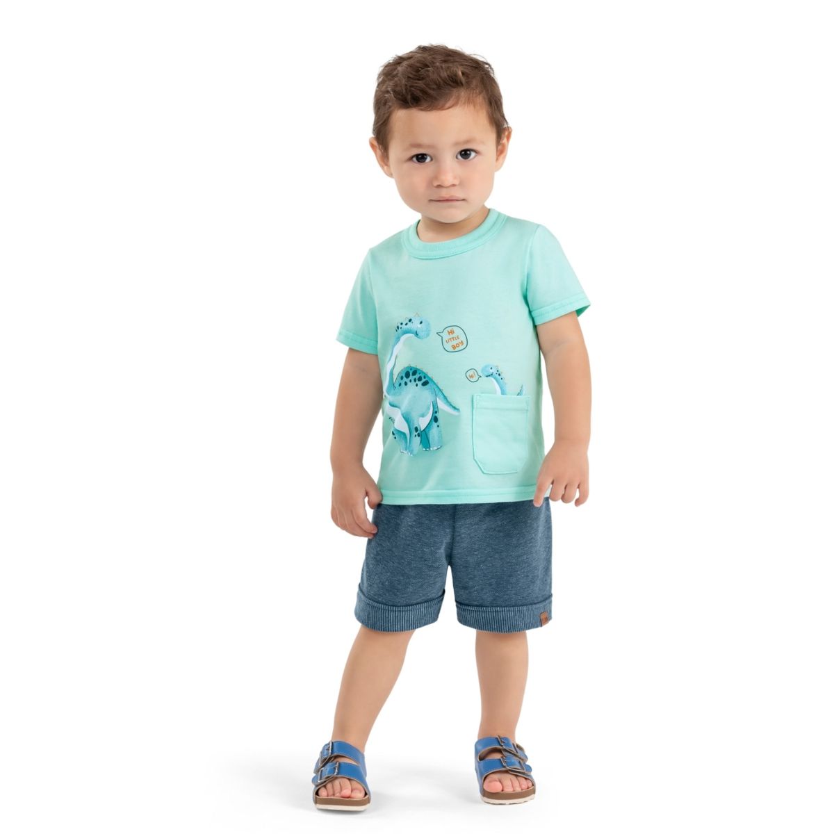 Conjunto Bebê Menino Dinossauro Elian Azul - Fátima Modas