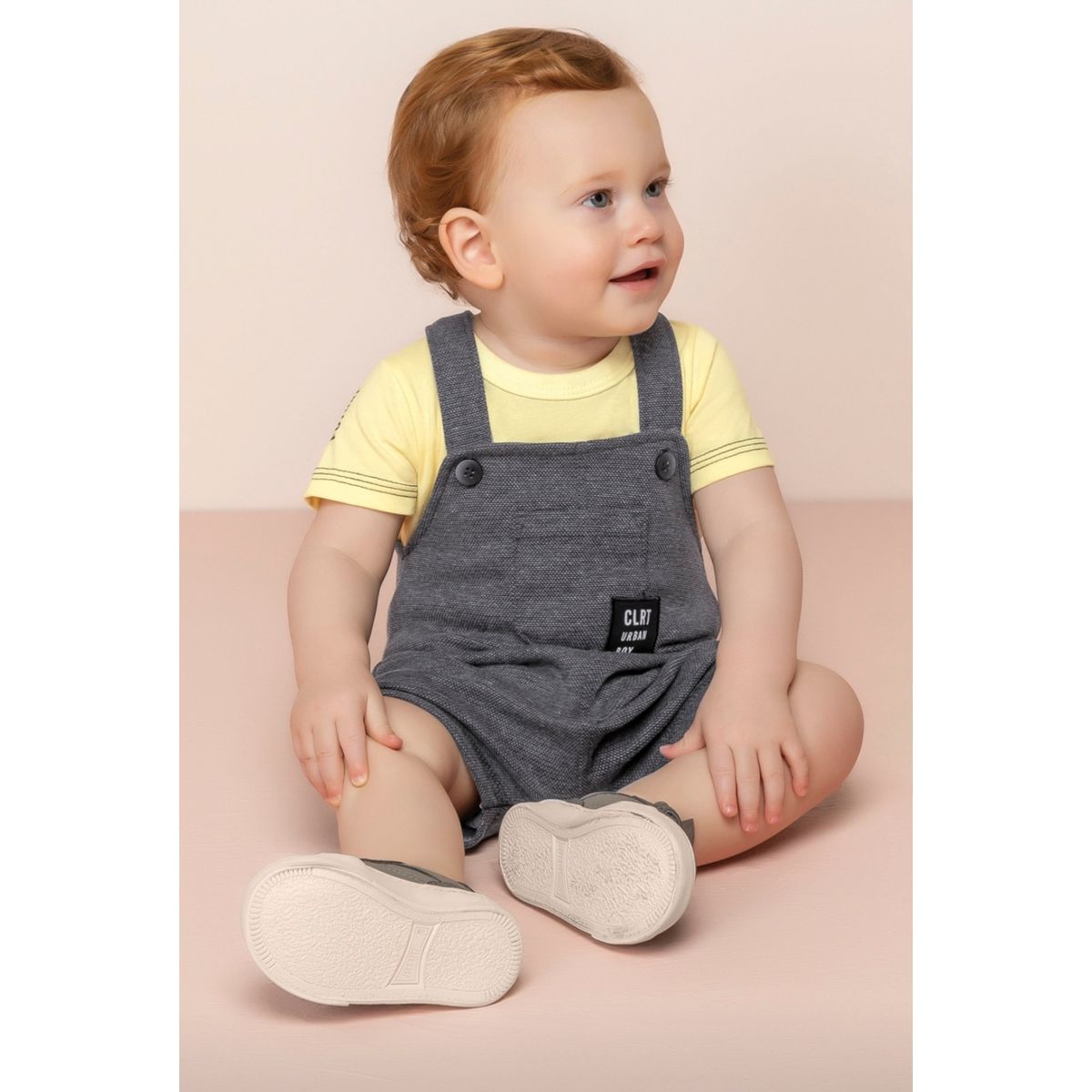 Conjunto Infantil Jardineira + Camiseta Amarelo Co... - Fátima Modas