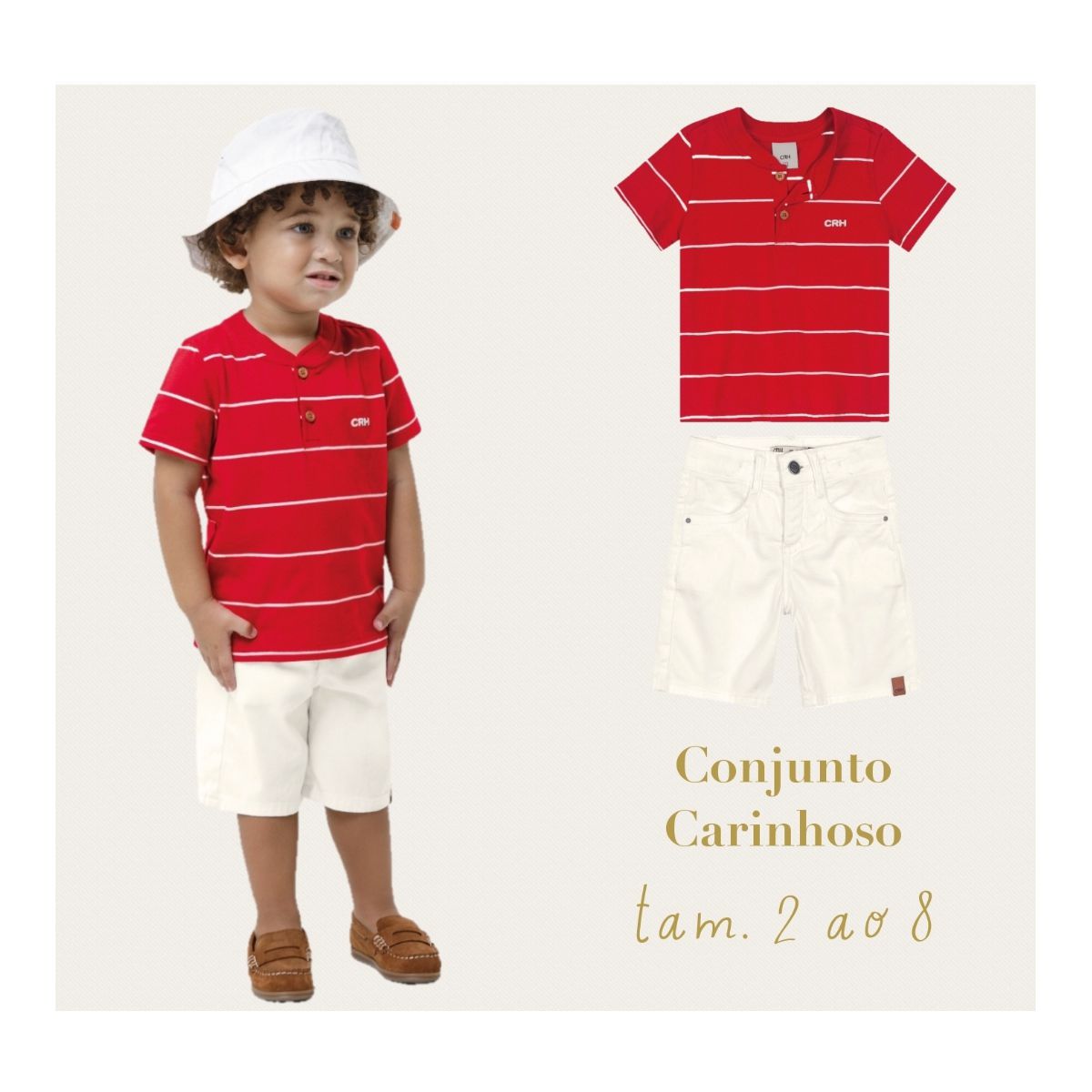 Conjunto Listras Vermelho Carinhoso - Fátima Modas