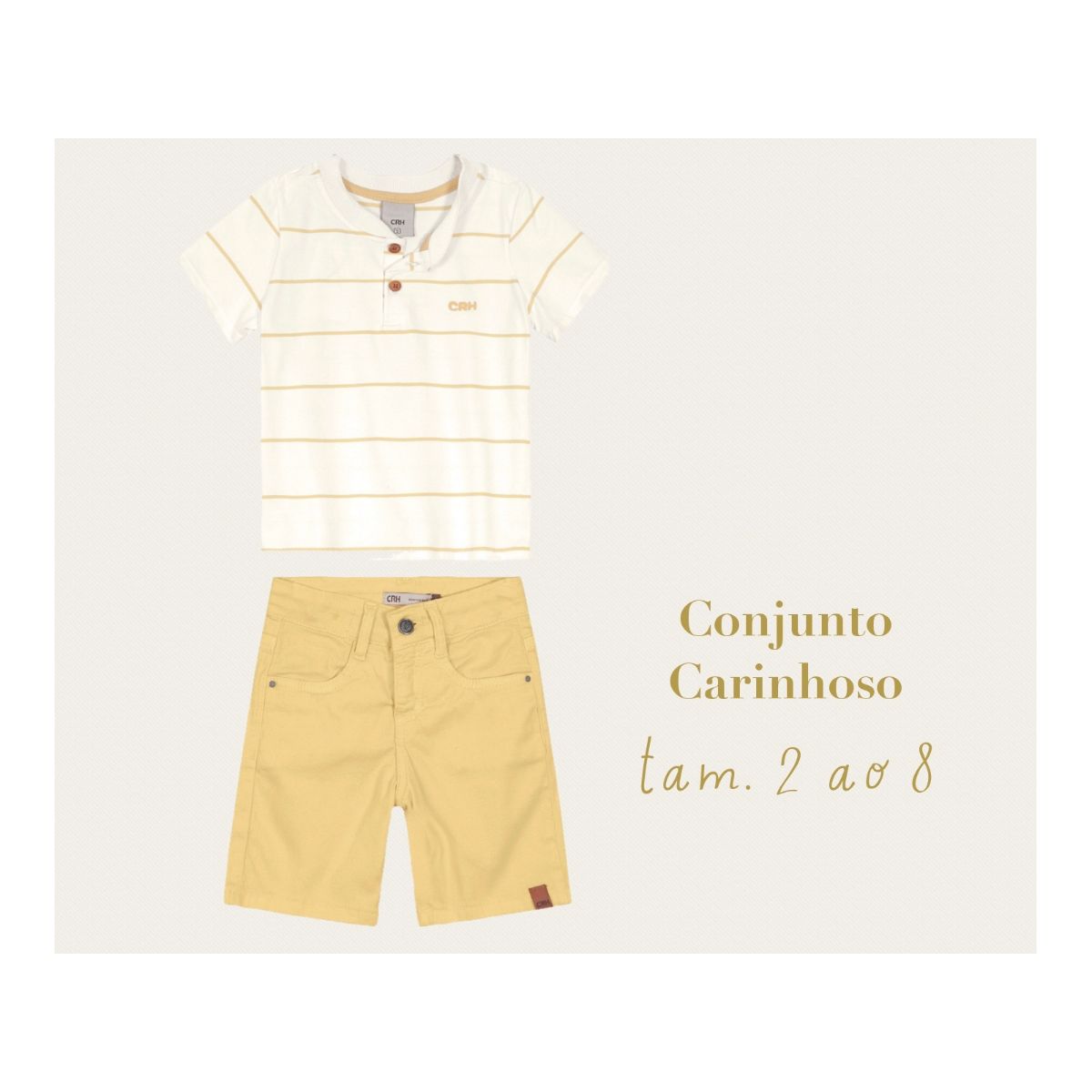 Conjunto Listras Amarelo Carinhoso - Fátima Modas