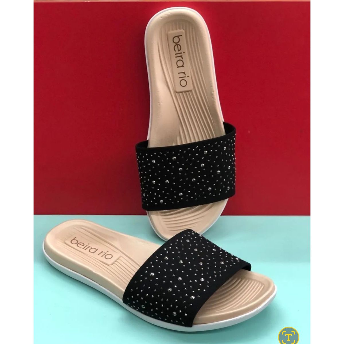 Tamanco Feminino Beira Rio Preto Strass - Fátima Modas