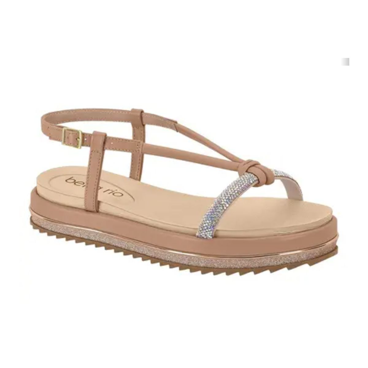 Sandália Papete Flatform Beira Rio Nude - Fátima Modas