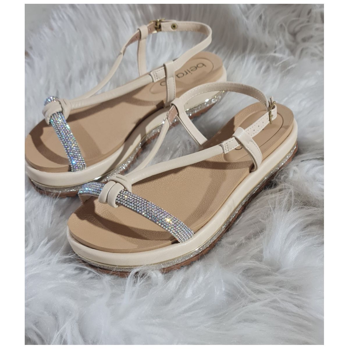 Sandália Beira Rio Flatform - Feminina - Off-whitt... - Fátima Modas