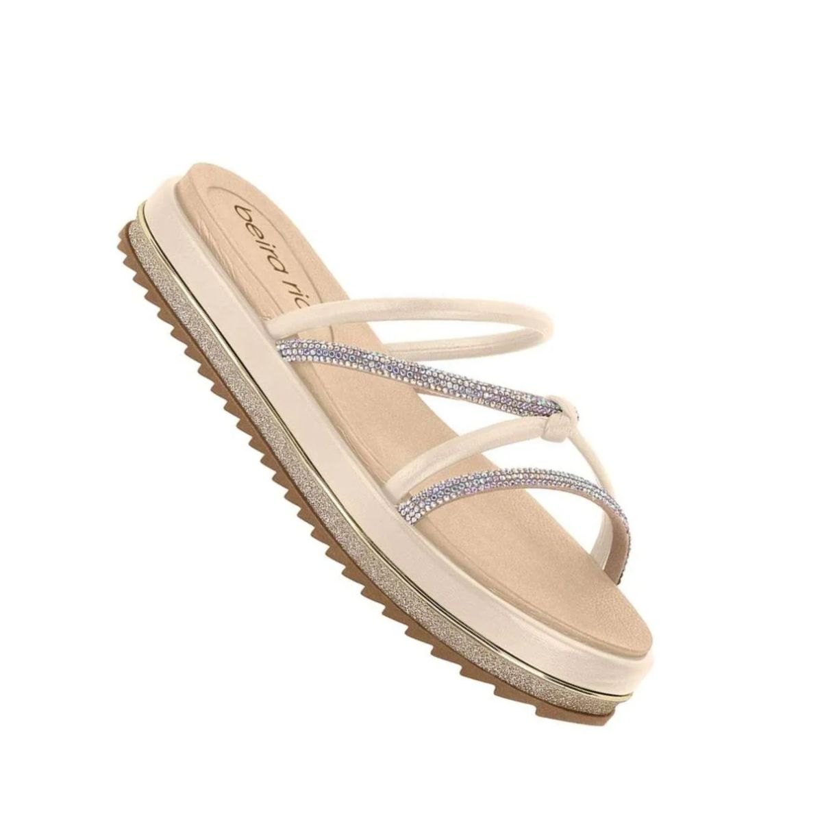 Sandália Beira Rio Flatform - Feminina - off-whitt... - Fátima Modas