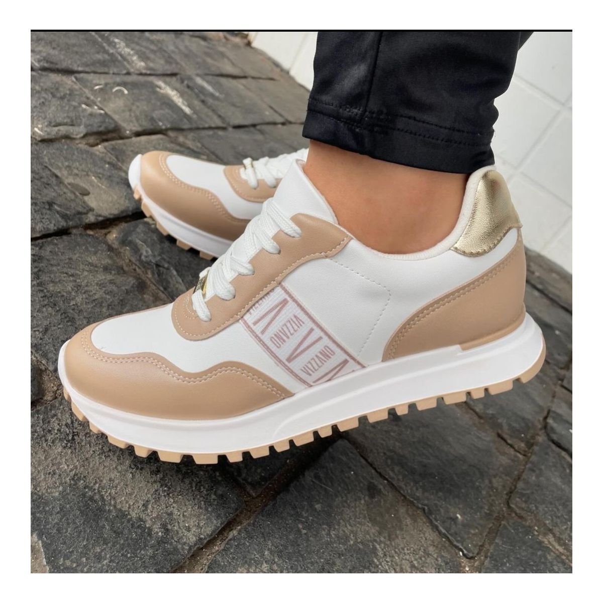 Tênis Feminino Vizzano Casual Branco e Nude - Fátima Modas