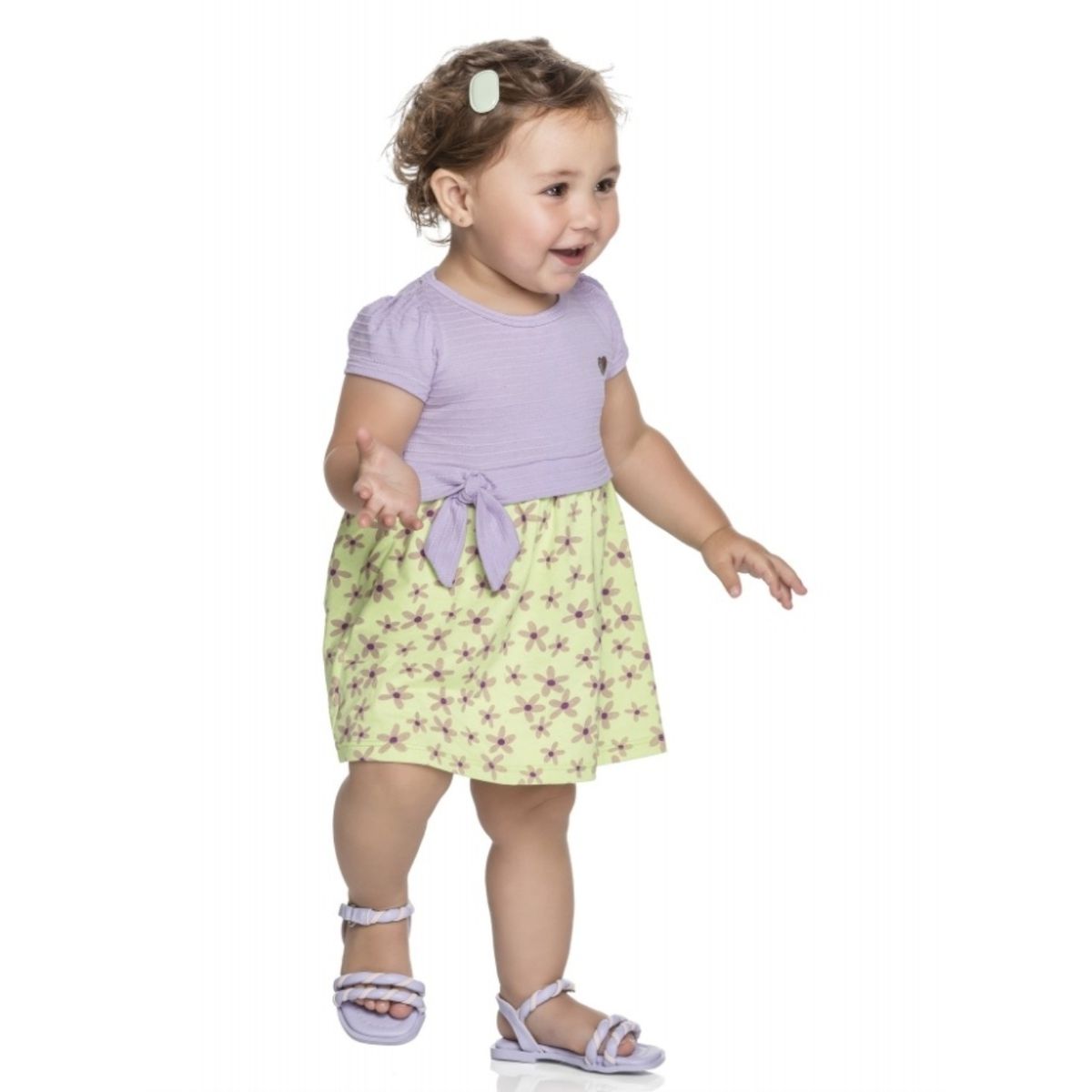Vestido Flores Lilás Elian - Fátima Modas