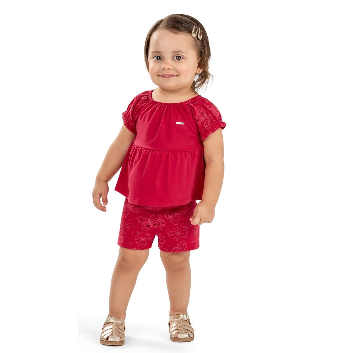 Conjunto Bebê Menina Borboletas Elian Vermelho - Fátima Modas