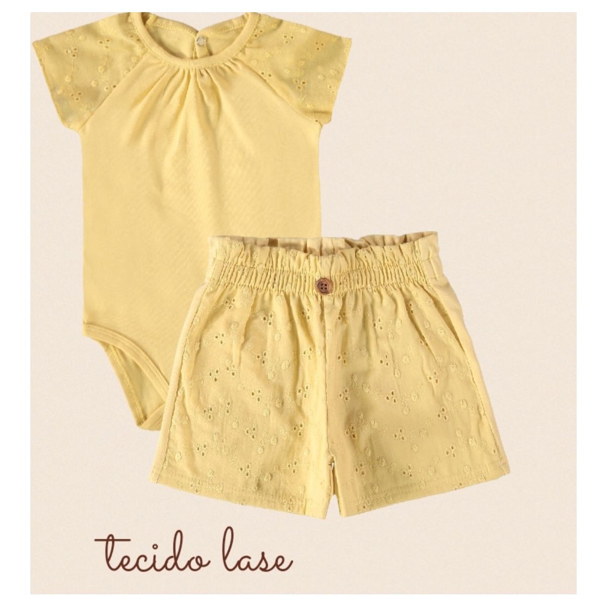 Conjunto Malwee Premium Body Shorts Lase Amarelo - Fátima Modas