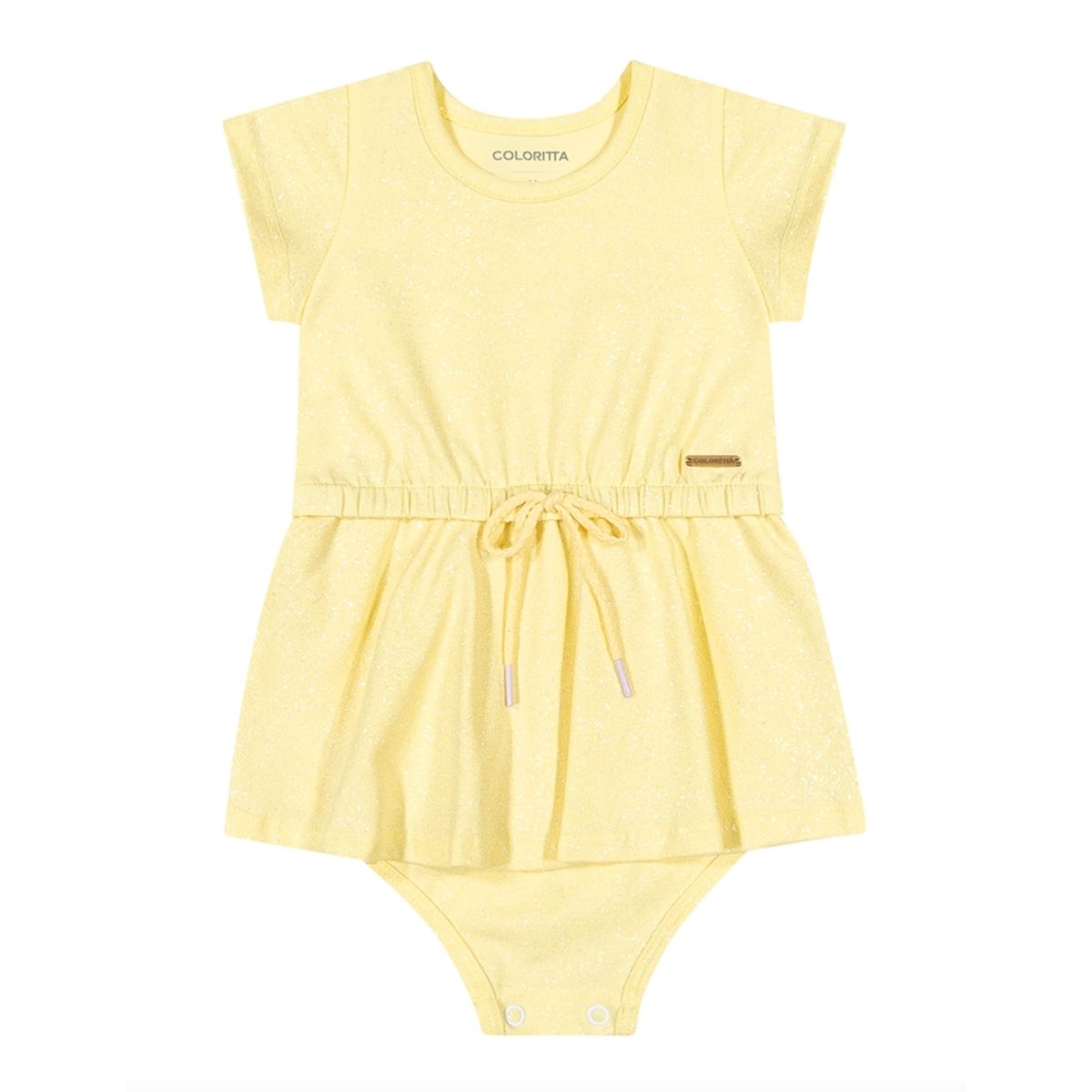 Body Bebê Colorittá Glitter Amarelo - Fátima Modas