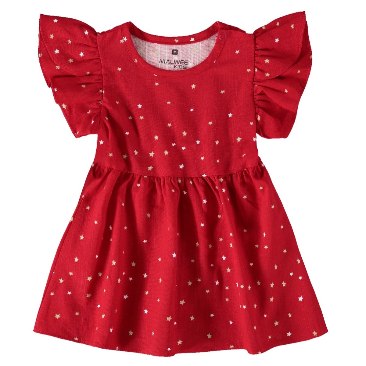 Malwee Kids - Vestido Vermelho Estrelas em Linho V... - Fátima Modas