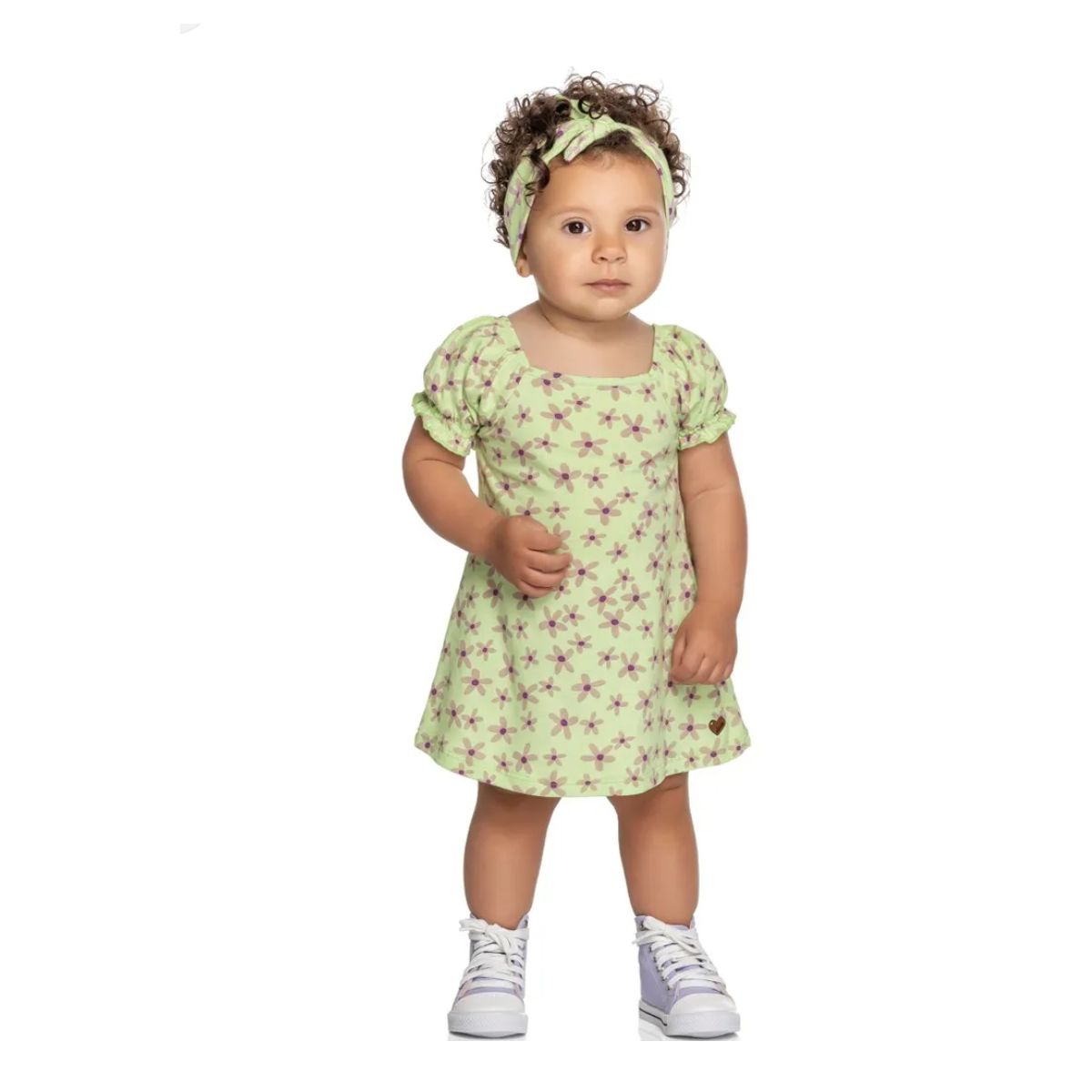 Vestido Infantil Flores Com Faixa De Cabelo Elian ... - Fátima Modas