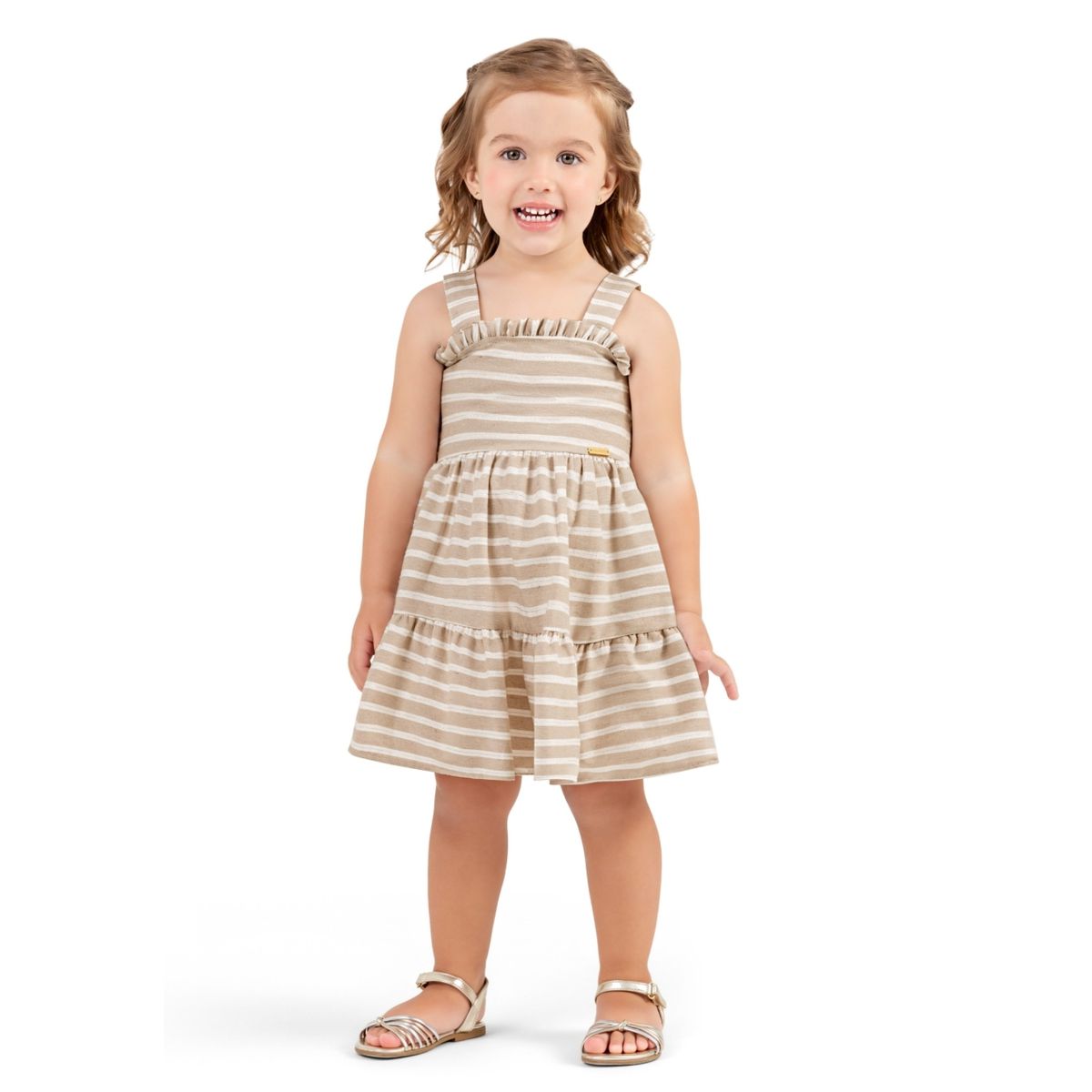 Colorittá - Vestido Infantil Eco Listrado Coloritt... - Fátima Modas