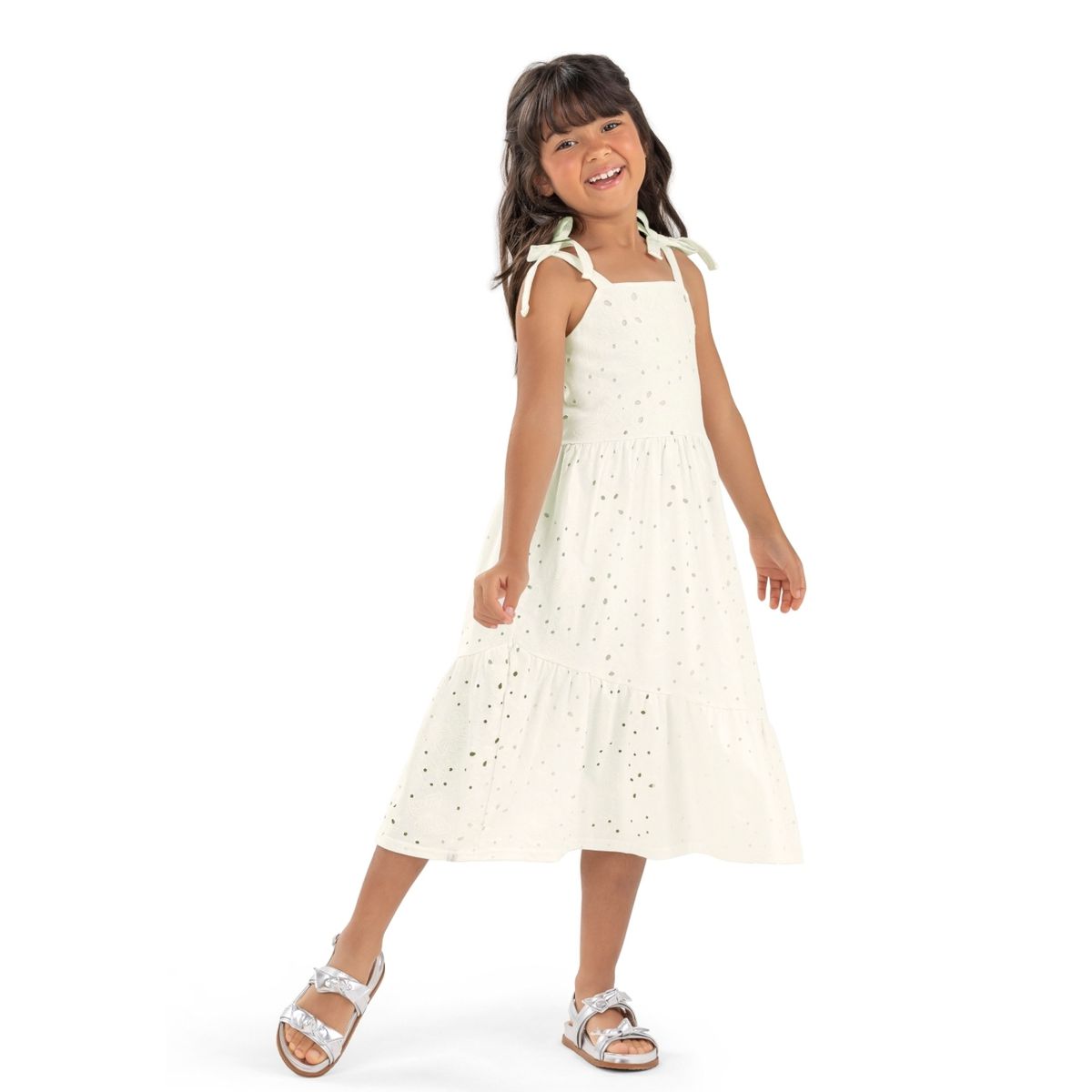 Vestido Longo Juvenil Menina Em Algodão -Elian - Fátima Modas