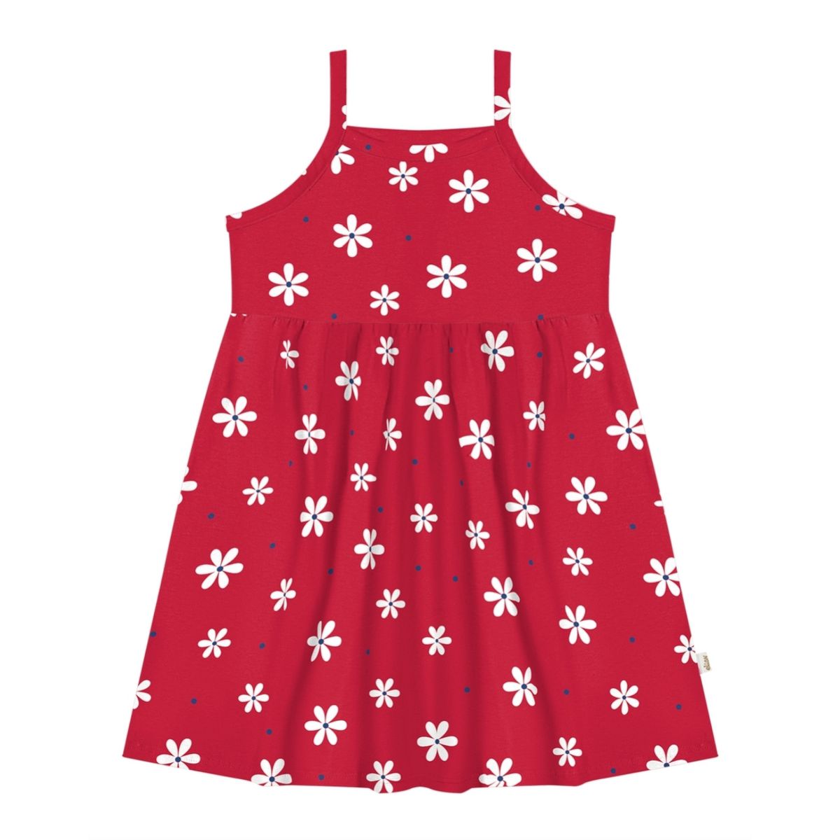 Vestido Cotton Margaridas Vermelho Elian - Fátima Modas