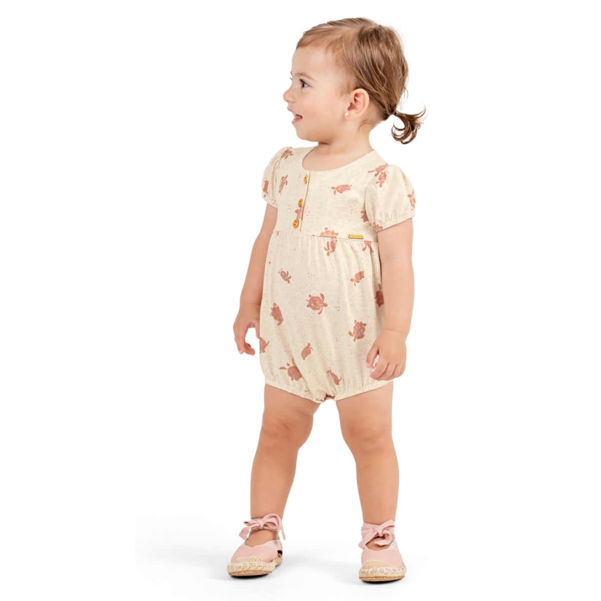 Body Bebê Menina Tartarugas Colorittá Bege - Fátima Modas
