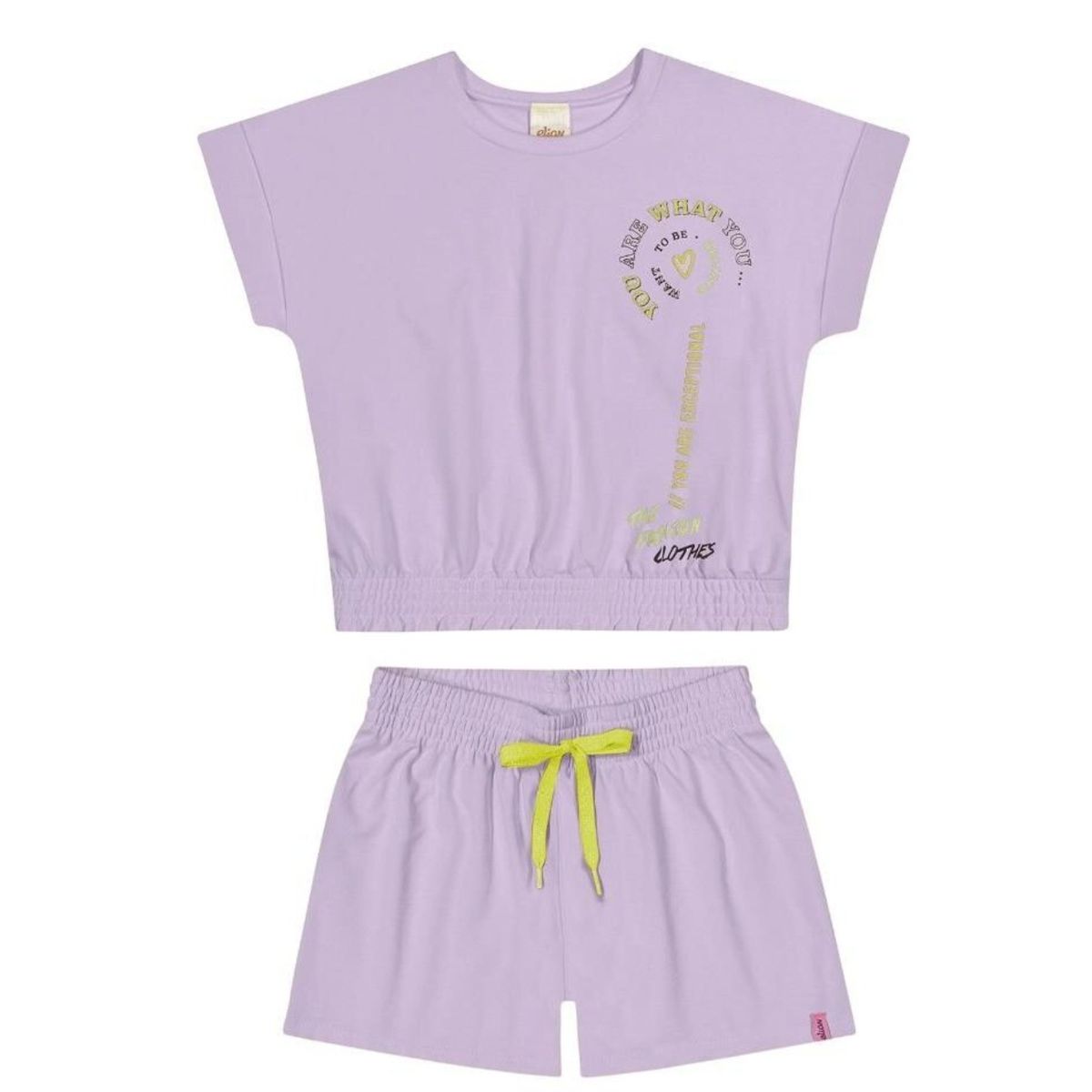 Conjunto Lilás Blusa Shorts Infantil Elian - Fátima Modas