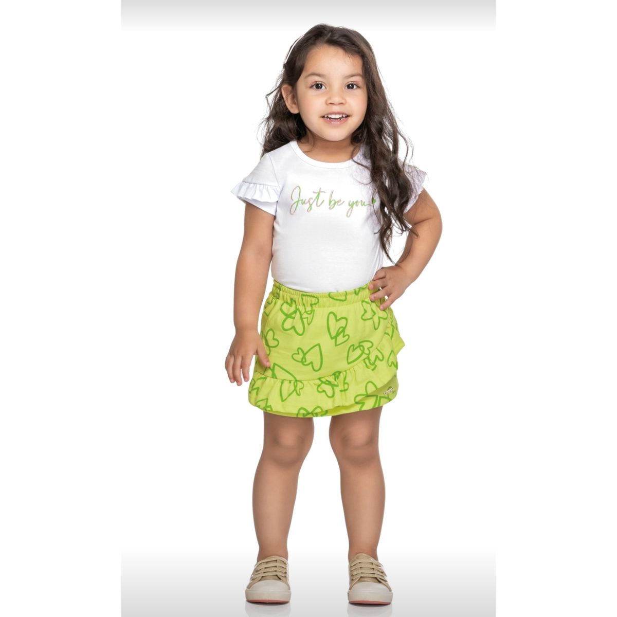 Conjunto Feminino Blusa e Saia Estampa Corações 23... - Fátima Modas