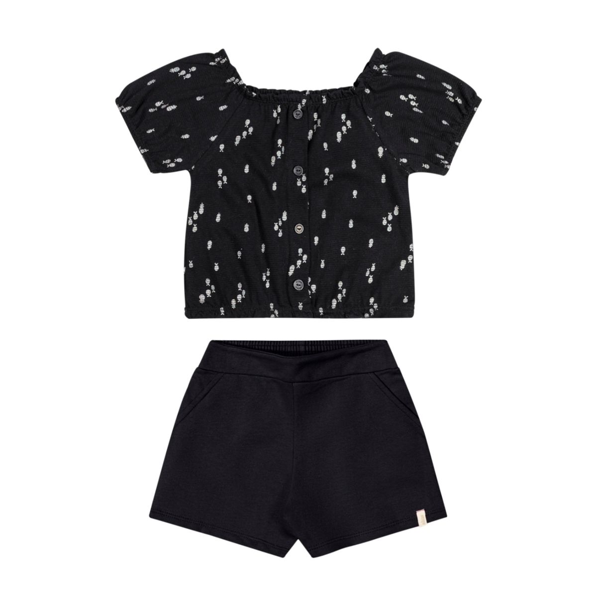 Conjunto Infantil Menina Tropicais Elian Preto - Fátima Modas