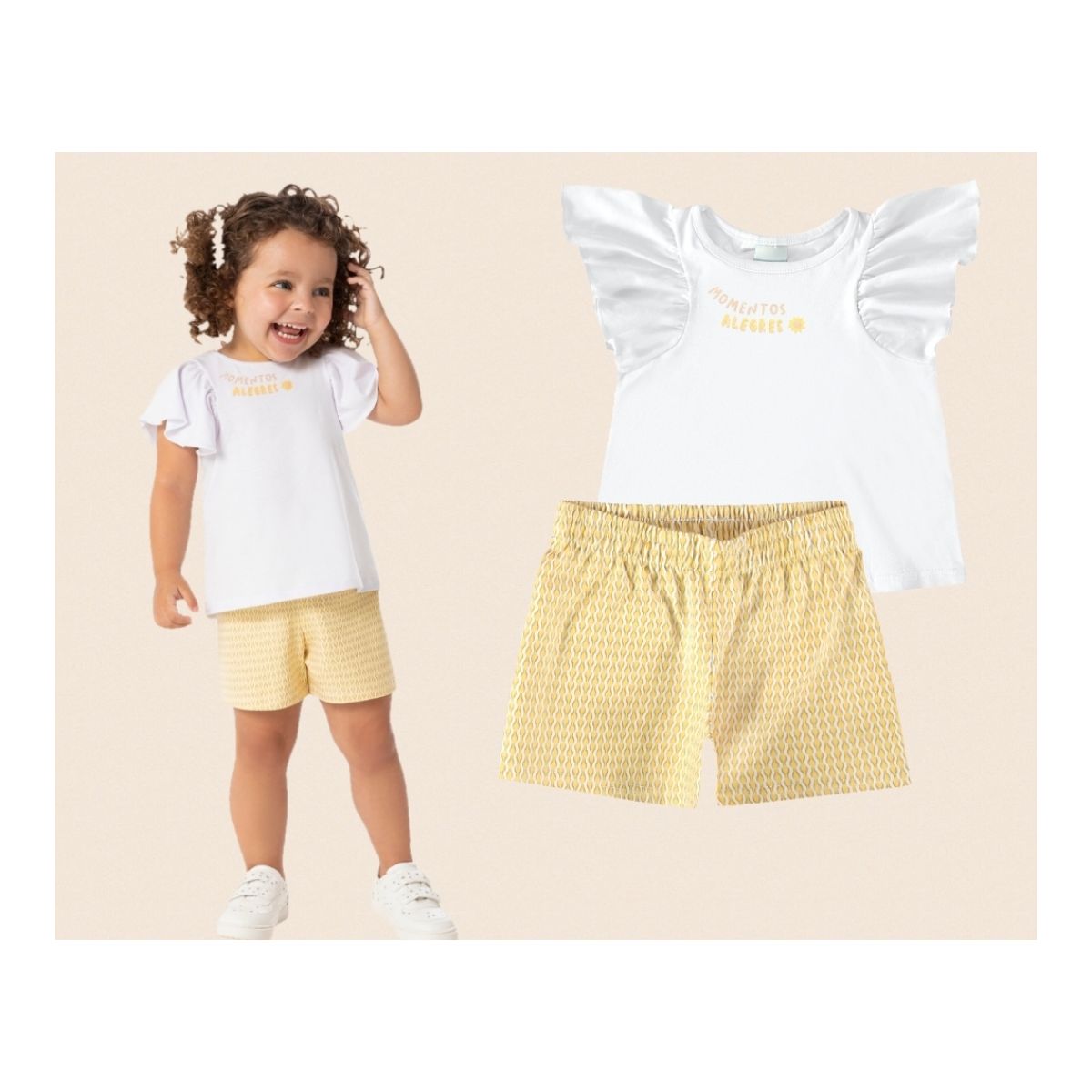 Conjunto Infantil Menina Blusa e Shorts Em Algodão... - Fátima Modas