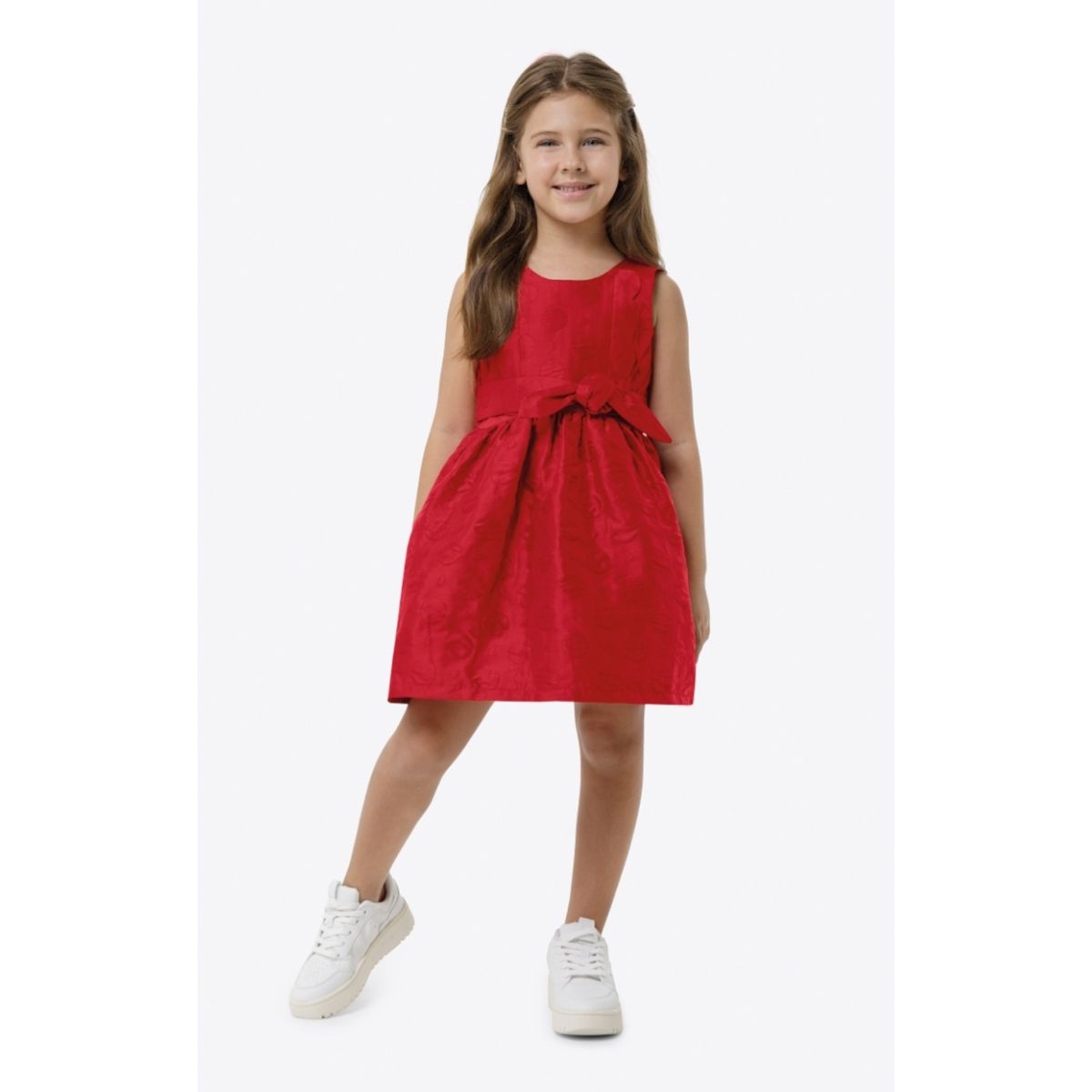 Vestido Menina Laço Frontal Em Tecido Jacquard Car... - Fátima Modas