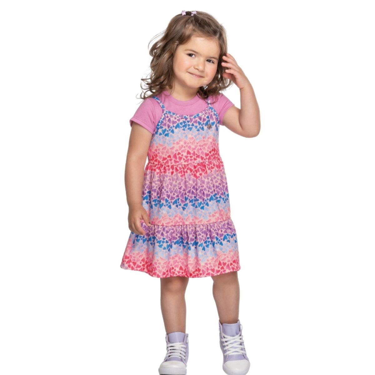 Conjunto Infantil Feminino Blusa e Vestido Coraçõe... - Fátima Modas