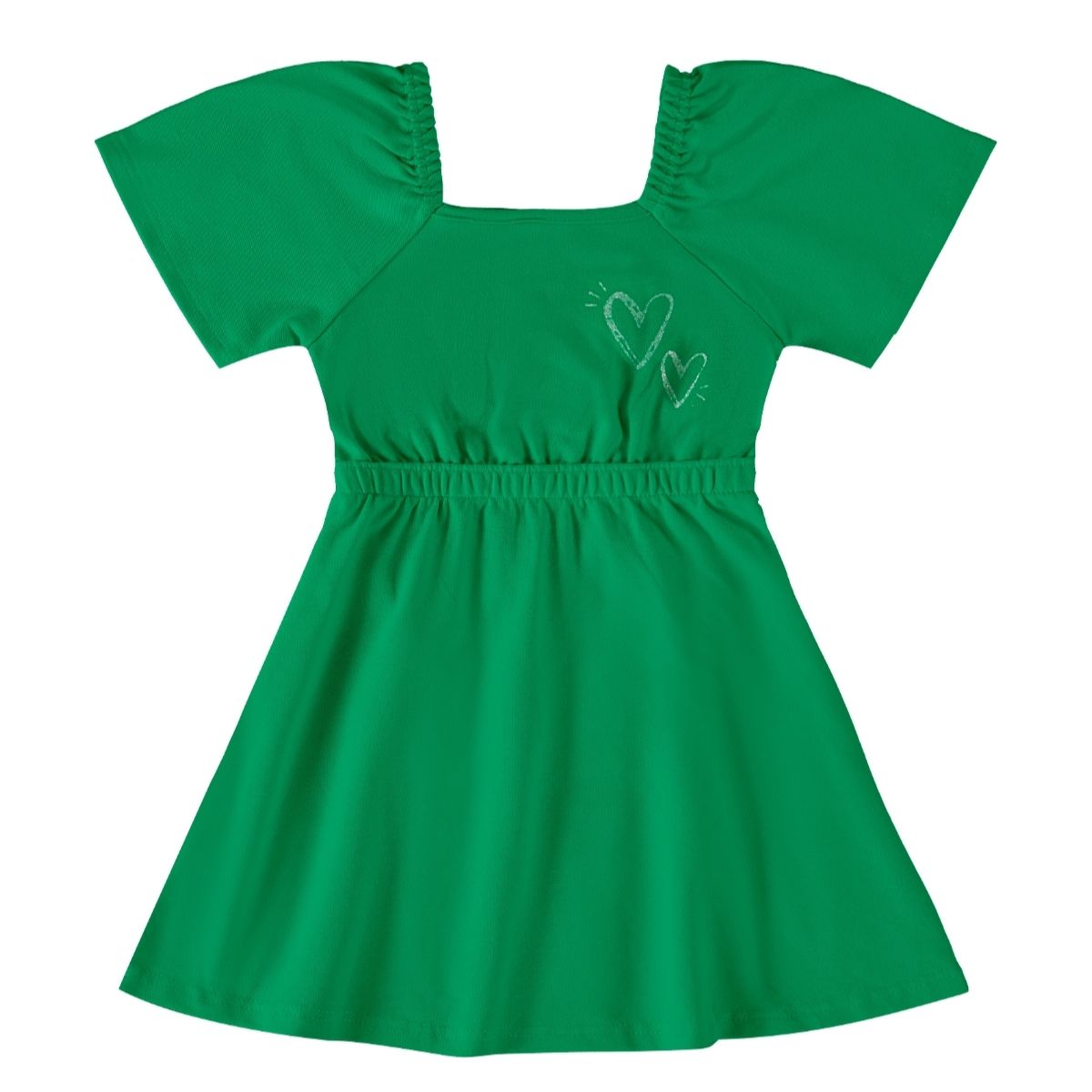 Vestido Verde Corações Malwee - Fátima Modas