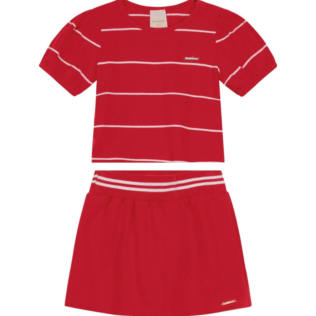Conjunto Carinhoso Lista Com Shorts/saia - Fátima Modas