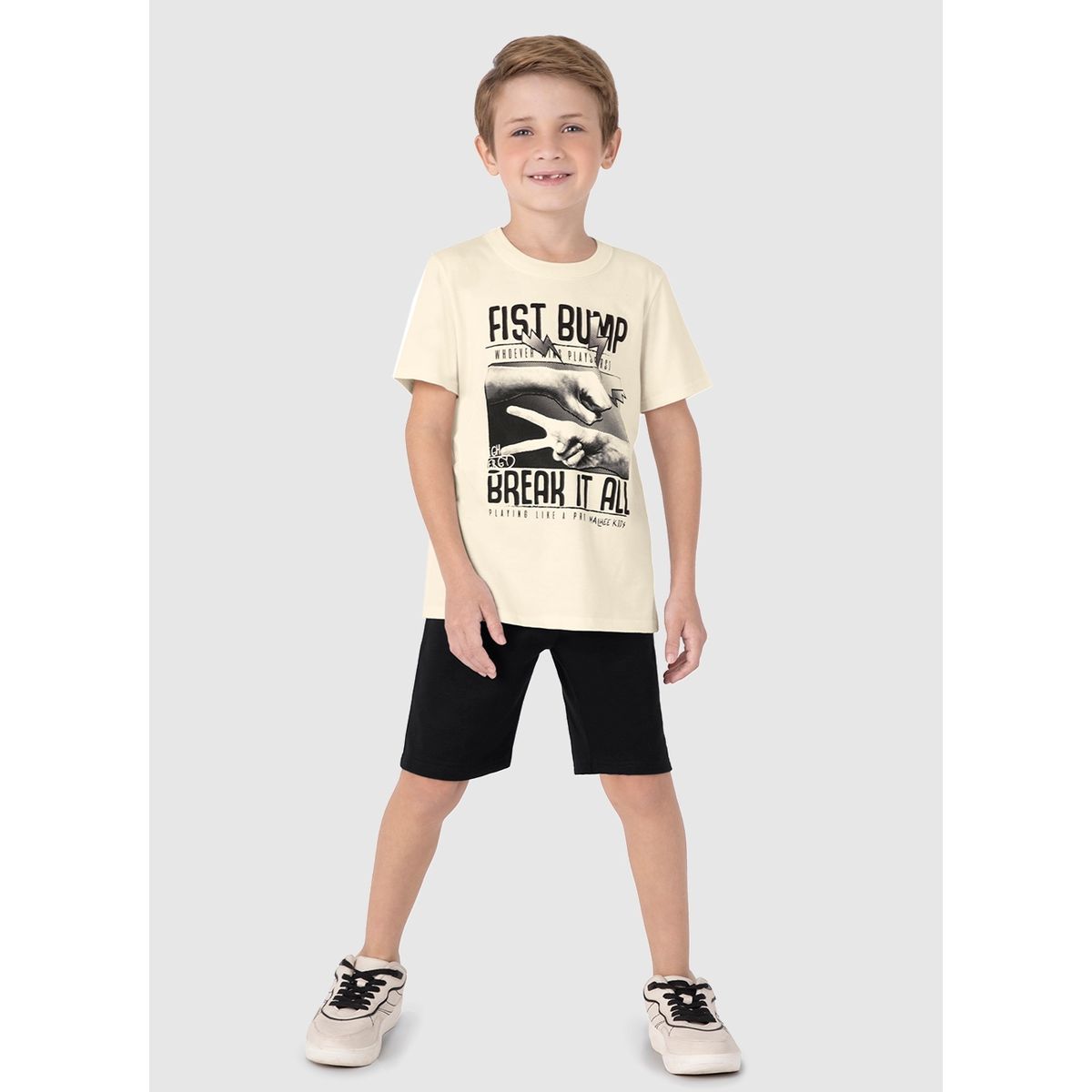 Conjunto Infantil Menino Fist Bump Em Algodão Malw... - Fátima Modas