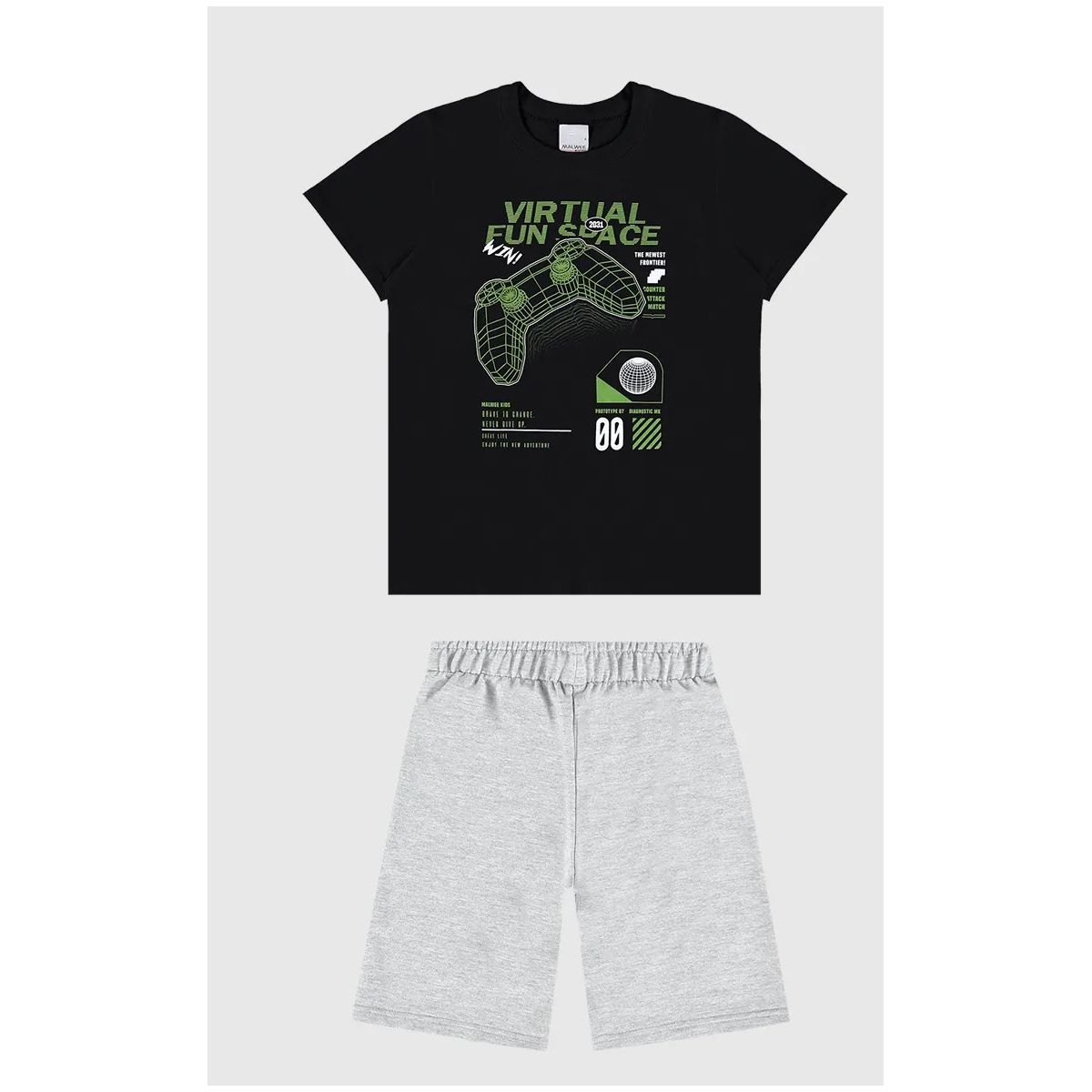 Conjunto Infantil Menino Virtual Fun Space Em Algo... - Fátima Modas