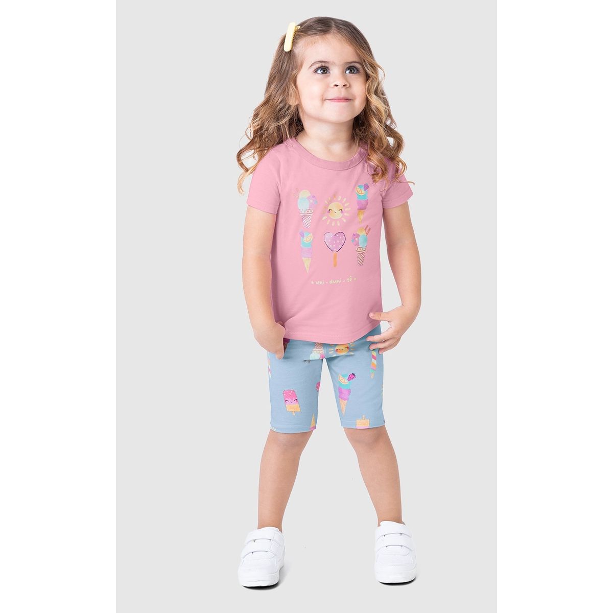 Conjunto Infantil Menina Estampa Sorvetes + Glitte... - Fátima Modas