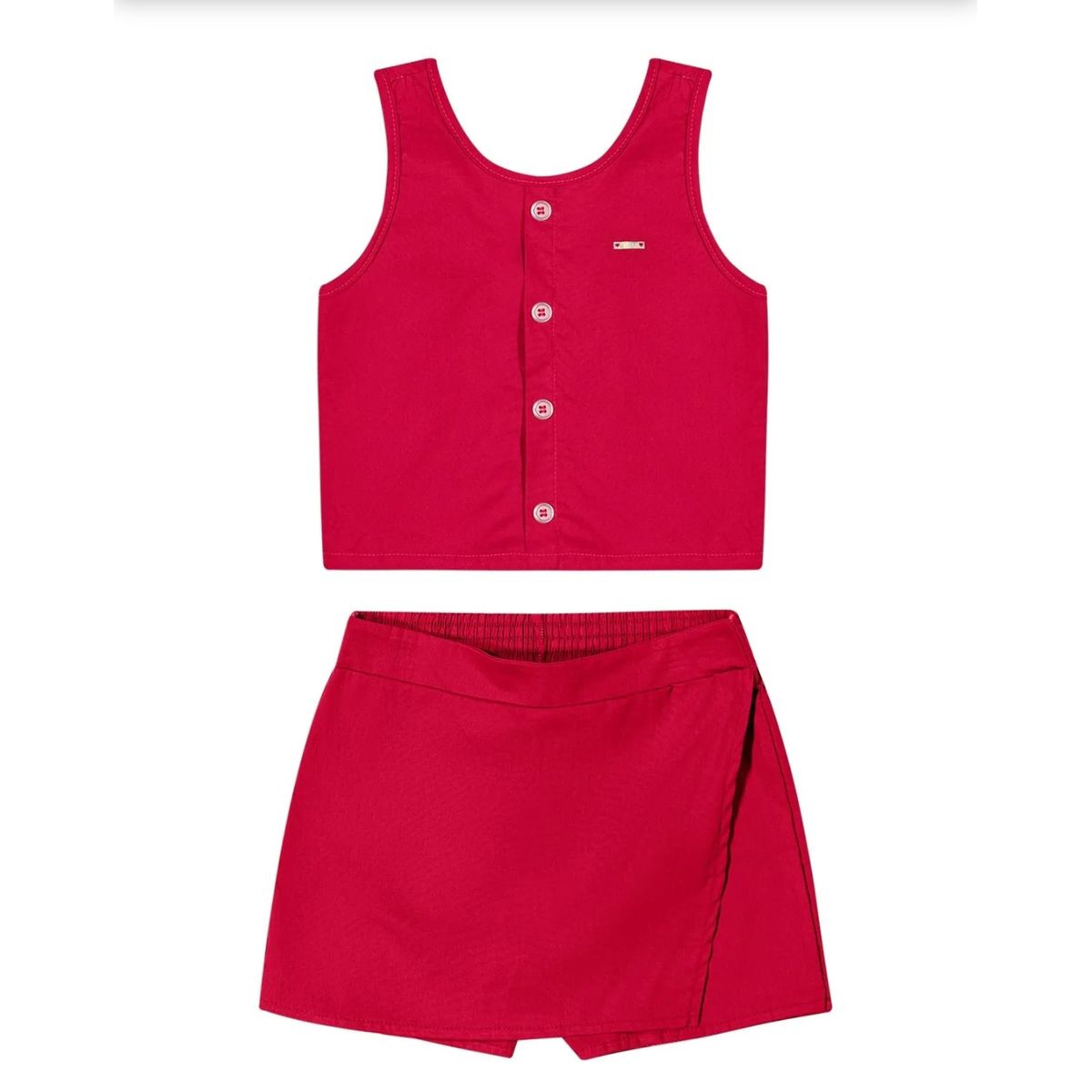 Conjunto Infantil Menina Botões Elian Vermelho - Fátima Modas