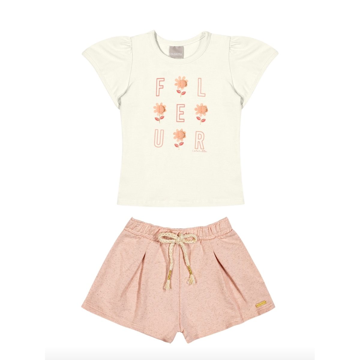 Conjunto Infantil Menina Floral Colorittá Bege - Fátima Modas