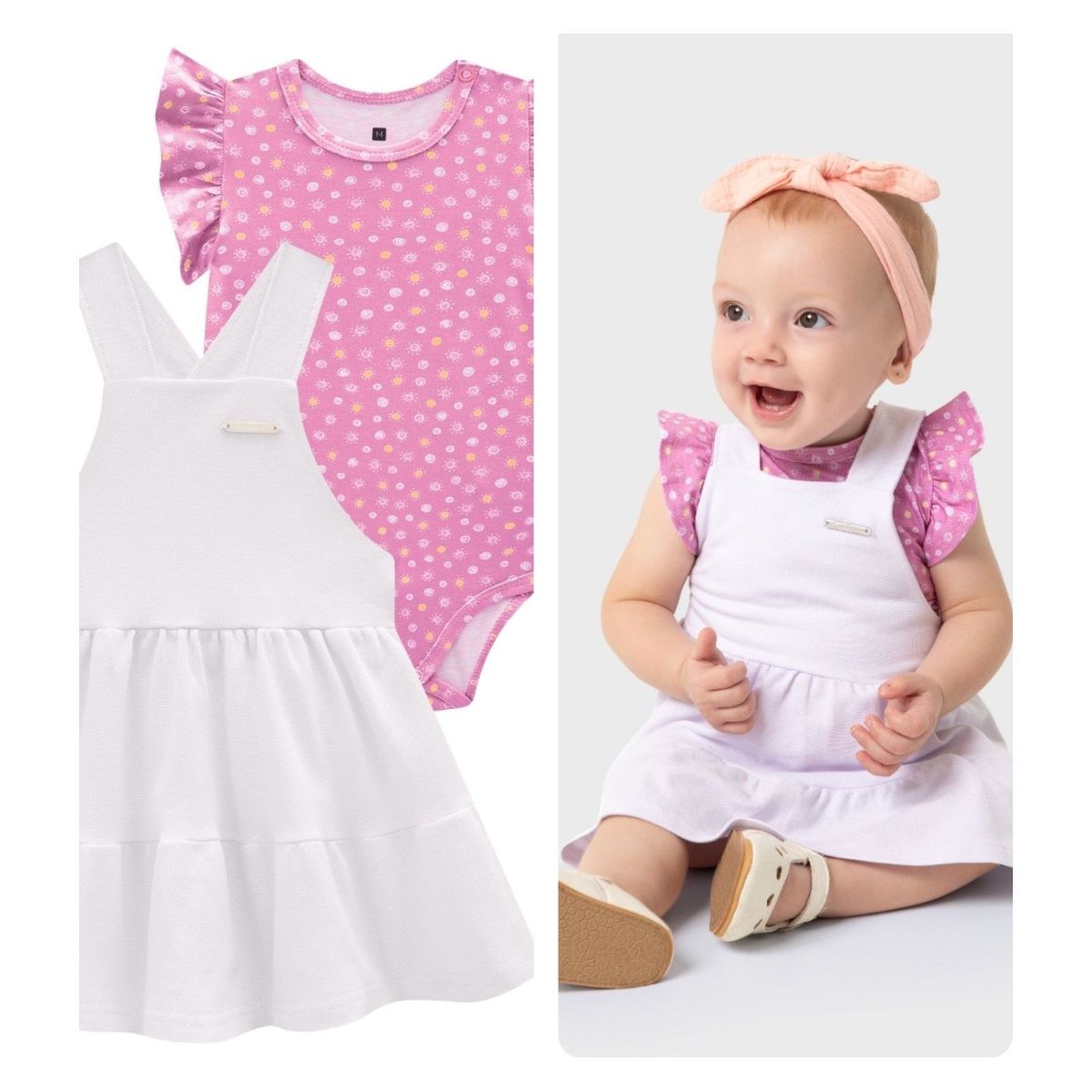 Vestido Carinhoso Branco com Body - Fátima Modas