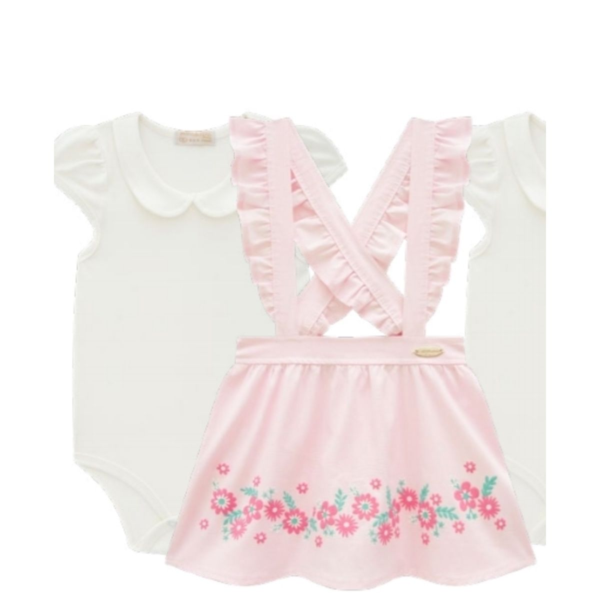 Conjunto bebê menina body cotton e salopete tricol... - Fátima Modas