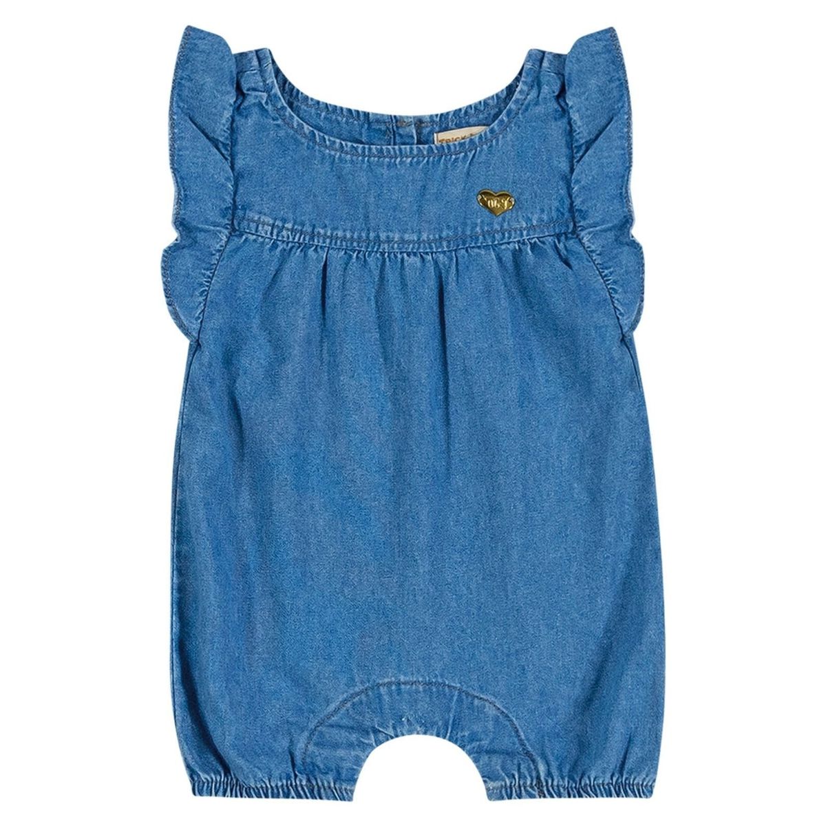 Macaquinho Jeans Infantil Babados Trick Nick Azul - Fátima Modas