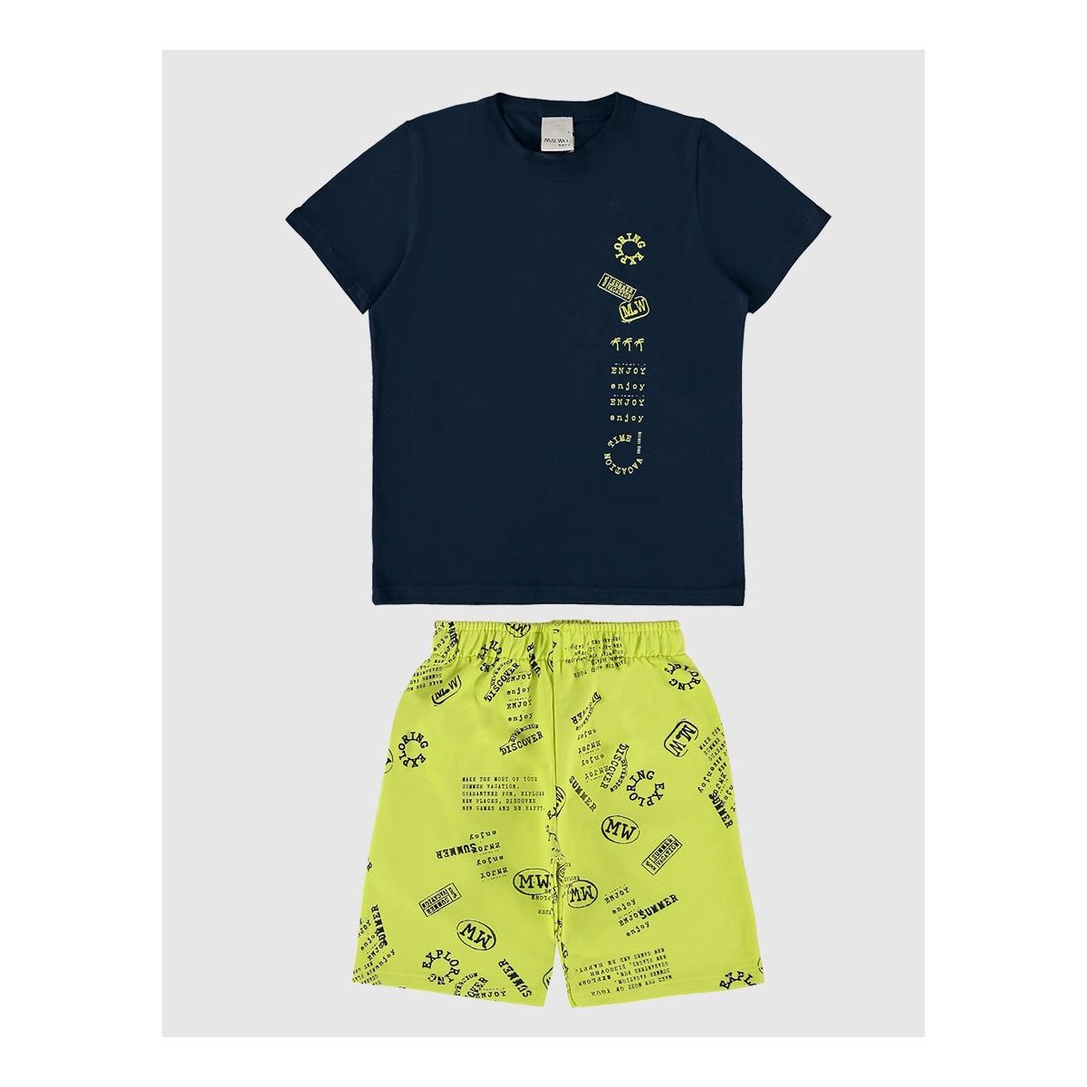 Conjunto Infantil Menino Camiseta E Bermuda Em Alg... - Fátima Modas