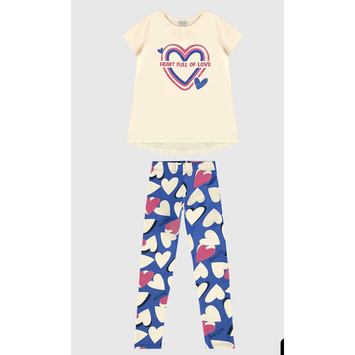 Conjunto Infantil Menina Blusa Heart Full Of Love ... - Fátima Modas