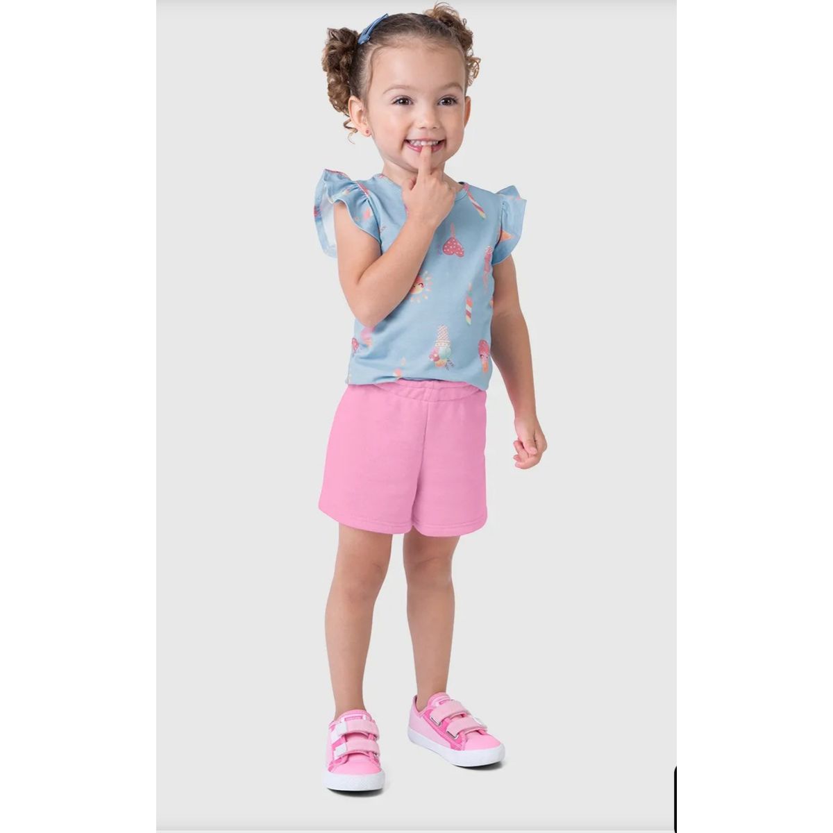 Conjunto Infantil Menina Blusa Estampada Em Algodã... - Fátima Modas