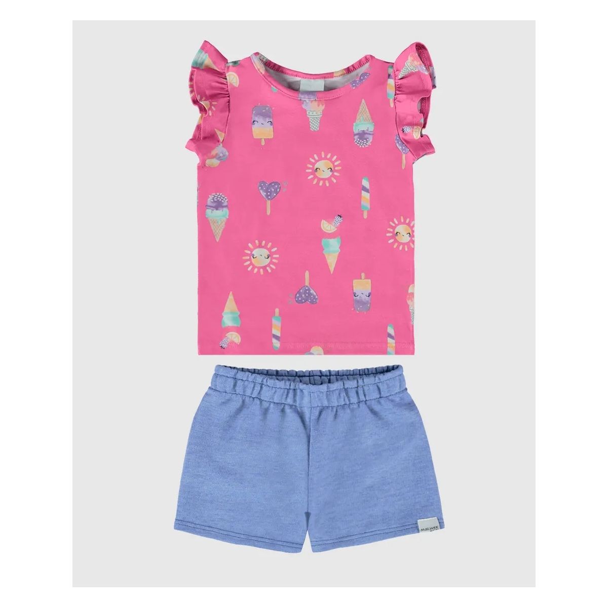 Conjunto Infantil Menina Blusa Estampada Em Algodã... - Fátima Modas