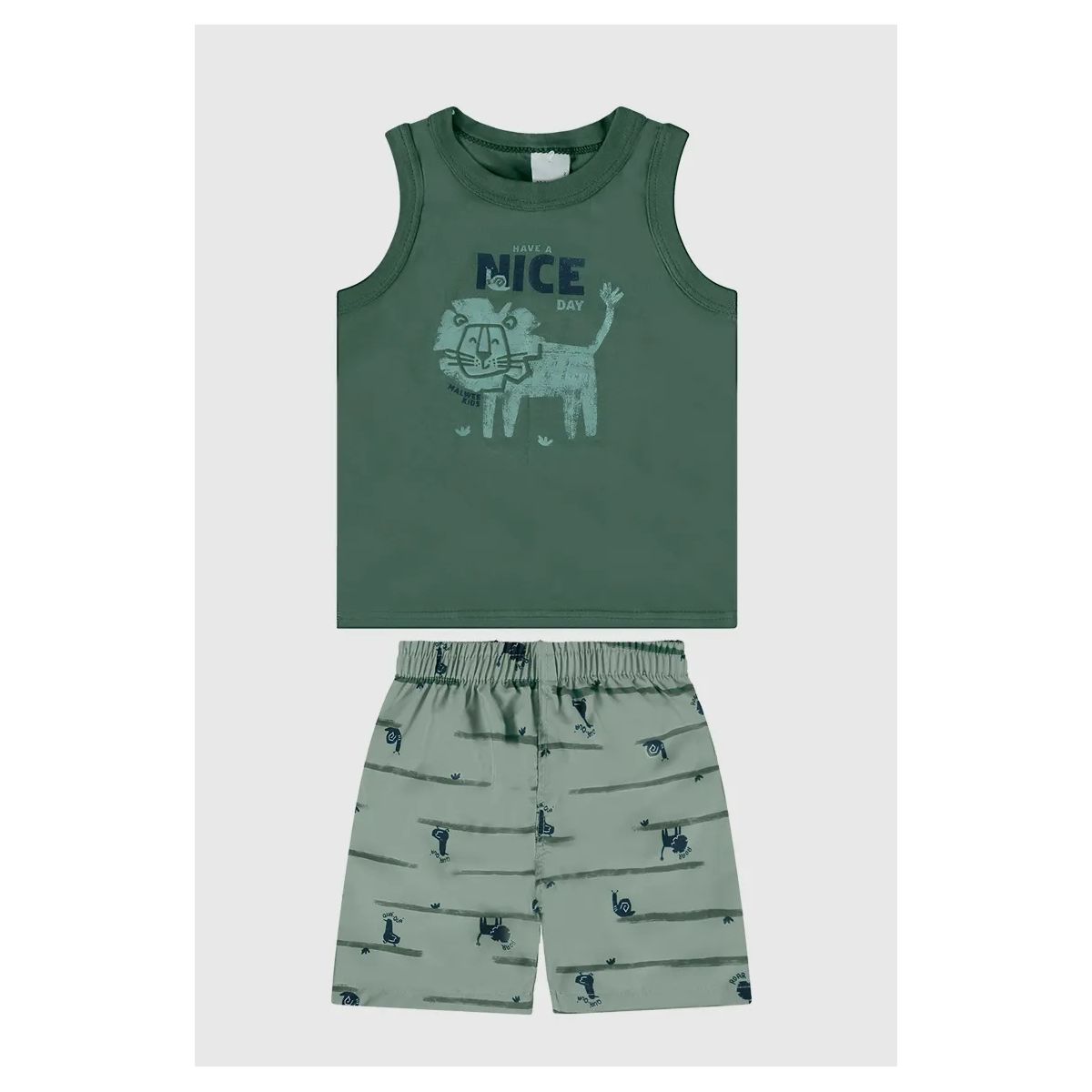 Conjunto Infantil Menino Bermuda Estampada Em Micr... - Fátima Modas