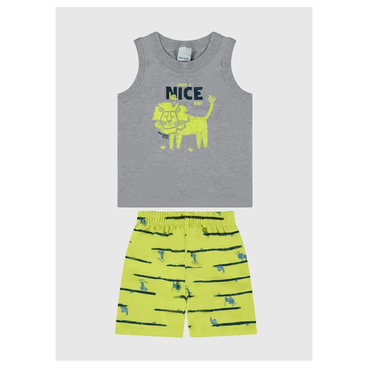 Conjunto Infantil Menino Bermuda Estampada Em Micr... - Fátima Modas