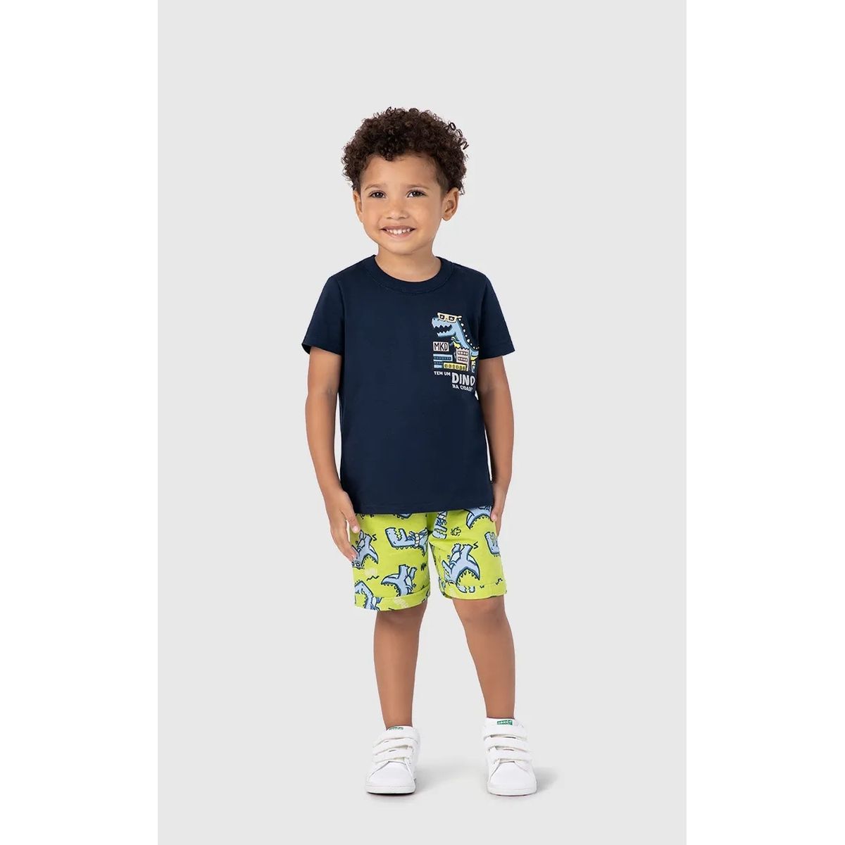 Conjunto Infantil Menino Tem Um Dino Na Cidade Em ... - Fátima Modas