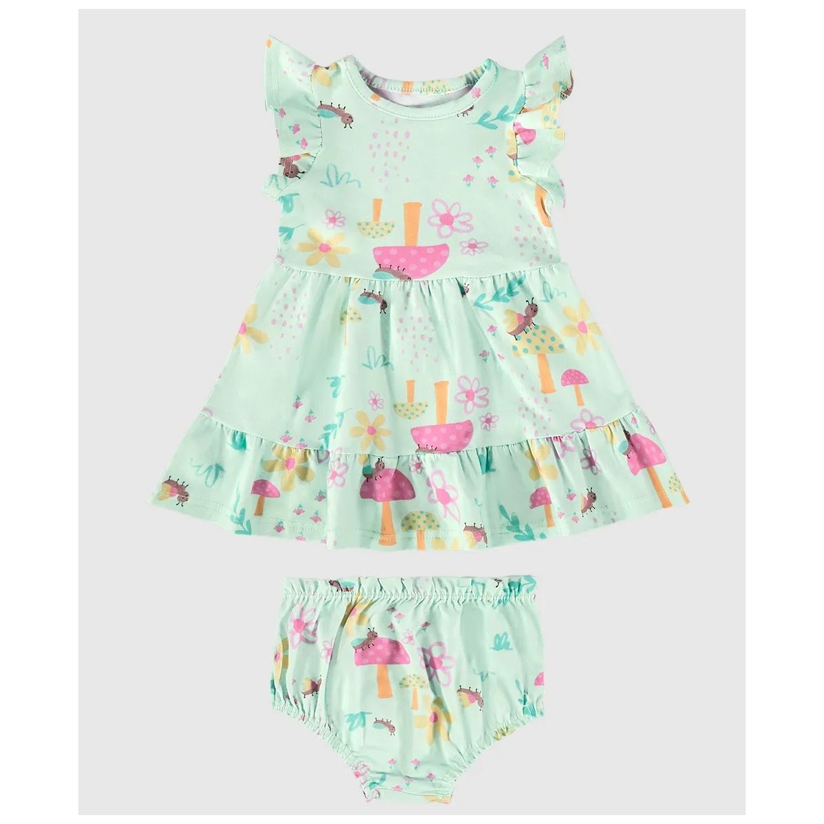 Conjunto Infantil Menina Vestido + Calcinha Em Alg... - Fátima Modas