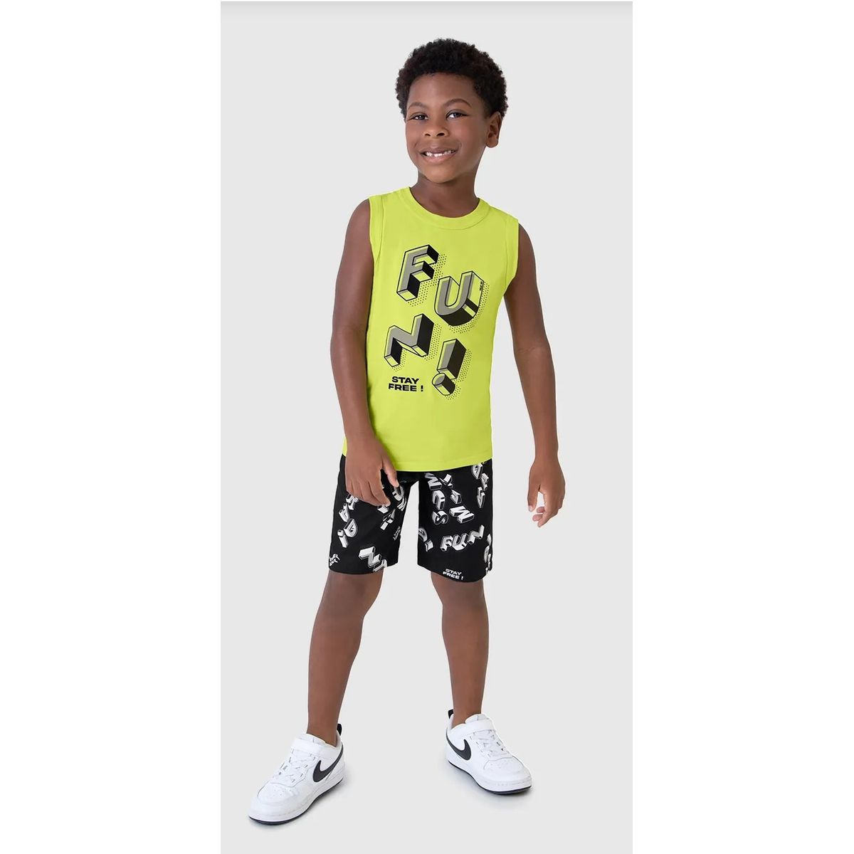 Conjunto Infantil Menino Fun! Stay Free! Em Algodã... - Fátima Modas
