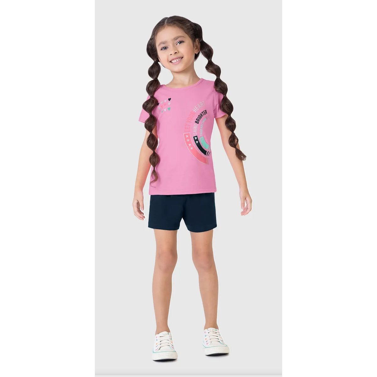 Conjunto Infantil Menina Let Your Heart Em Algodão... - Fátima Modas