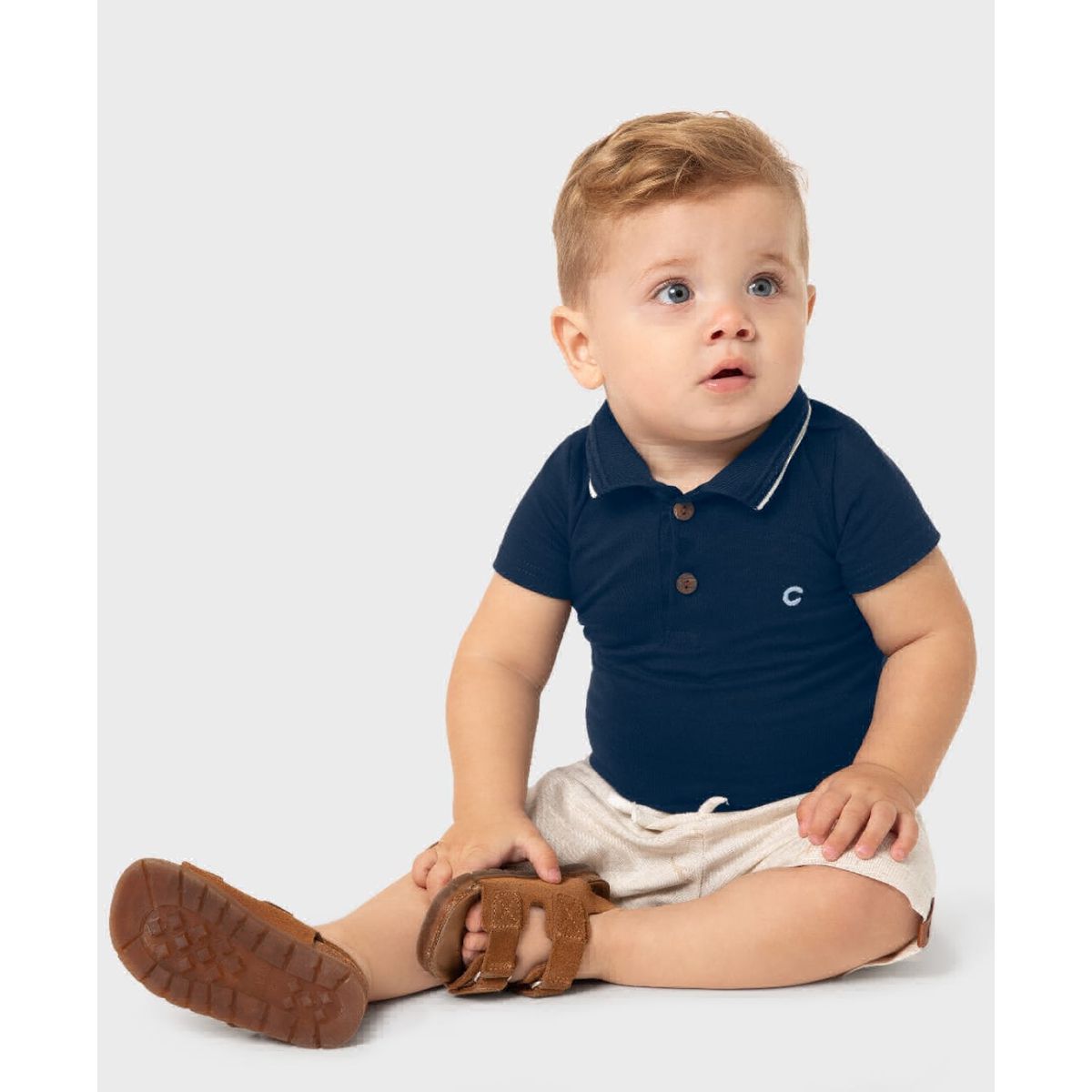 Conjunto Menino Body Polo Em Algodão - Carinhoso - Fátima Modas